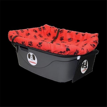 FIDO PET PRODUCTS Fido Pet Products FRRB-S Pet Car Seat - Red & Black Paws Cover with Small Harness FRRB-S